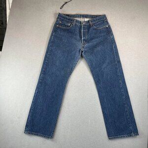 Levis 501 Jeans Mens 34x30 Blue Denim Straight Leg Button Fly Tag 36x32